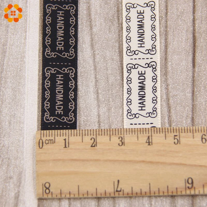 너비 13MM 5 야드/로트 베이지/블랙 프린트 수제 디자인 리본 웨딩 DIY 공예 선물 포장 벨트 및 바느질 액세서리, 수제 디자인 리본