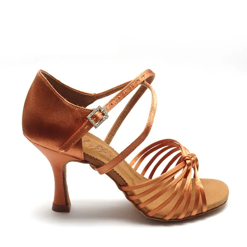 20161210_135503_114Ballroom Latin dance shoes Woman Salsa Tango shoes Deep skin and black Knot Striped knotted Sneakers Satin girl Shoes Simple BD286