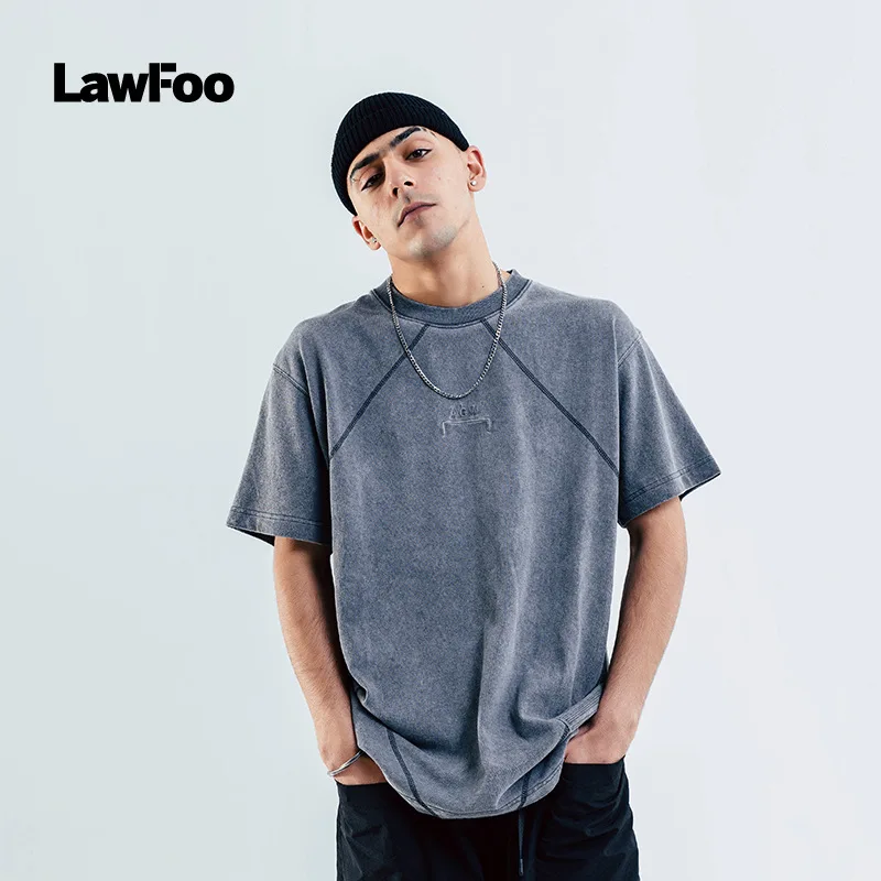 

2019 New Cotton T Shirt Men The embroidery O-neck T-shirts Fashion Dyeing do old tshirt men Summer Boy Skate loose Tees Tops