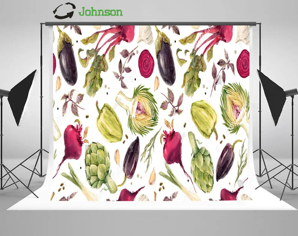 

Eggplant Vegetable Beets Onions Garlic Artichoke Pepper backdrop polyester or Vinyl cloth Computer print wall Background