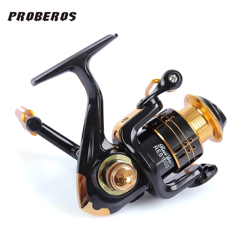 

Proberos 5.2:1 12 Ball Bearings Exchangeable Handle Metal Spool Spinning Fishing Reel for Ocean Black Color Fishing Accessory