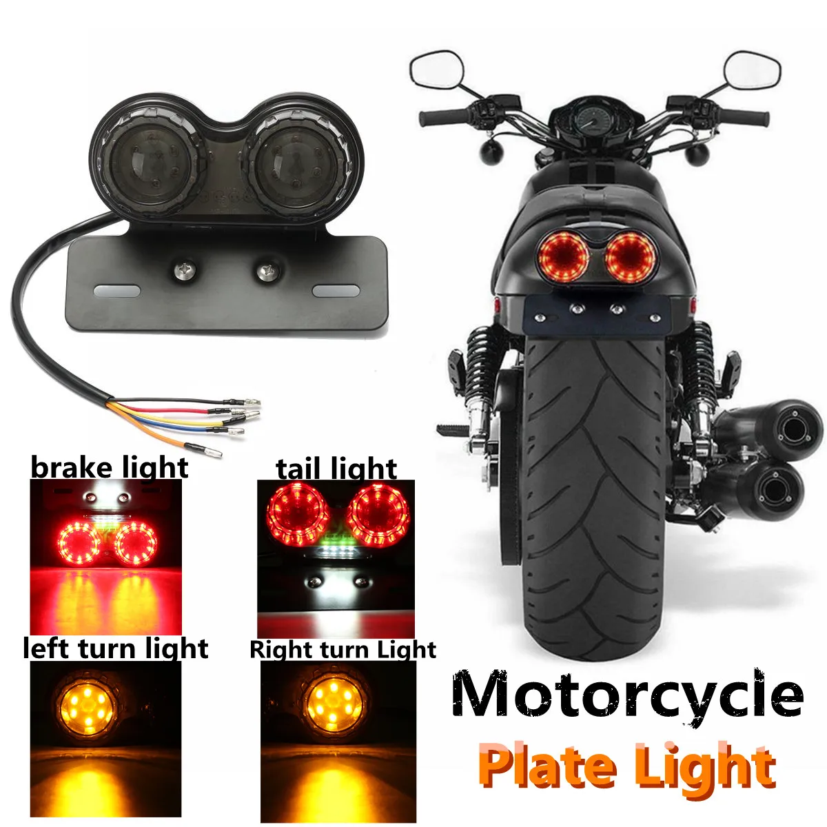 

Universal 12V Motorcycle Tail Light Rear Brake Light Turn Signal Indicator Lamps License Plate Bracket Holder