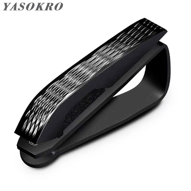 

YASOKRO Portable Fastener Cip Eyeglasses Clip Ticket Card Clamp ABS Car Glasses Cases Black Car Sun Visor Sunglasses Holder