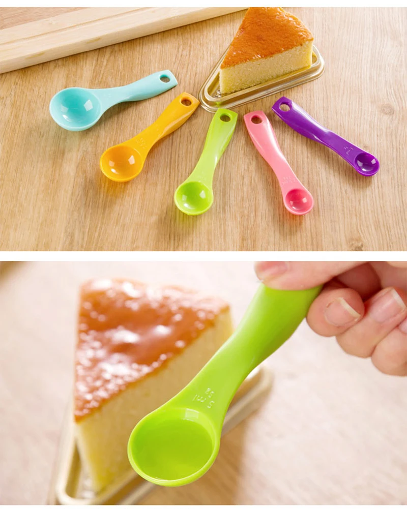 LIYIMEGN 5pcs set Measuring Spoons Colorful Measure Spoon Super Useful Sugar Cake Baking Spoon Kitchen Scale B3