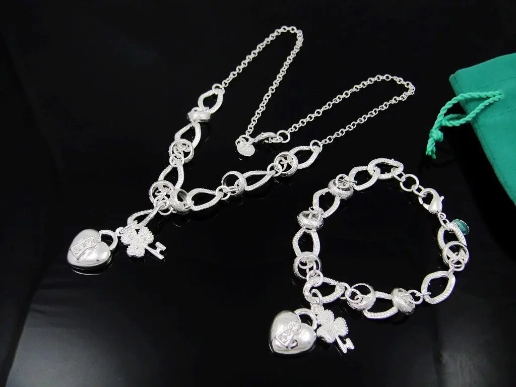 Free Shipping 925 Sterling Silver Set,925 Sterling silver Necklace