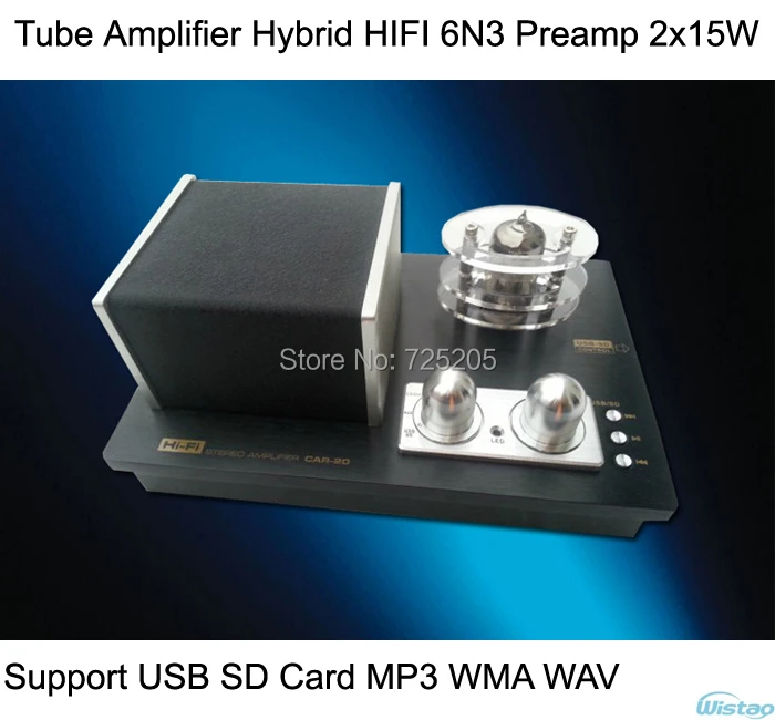 

IWISTAO Tube Amplifier Hybrid HIFI 6N3 Preamplifier 2 x 15W Support USB SD Card MP3 WMA