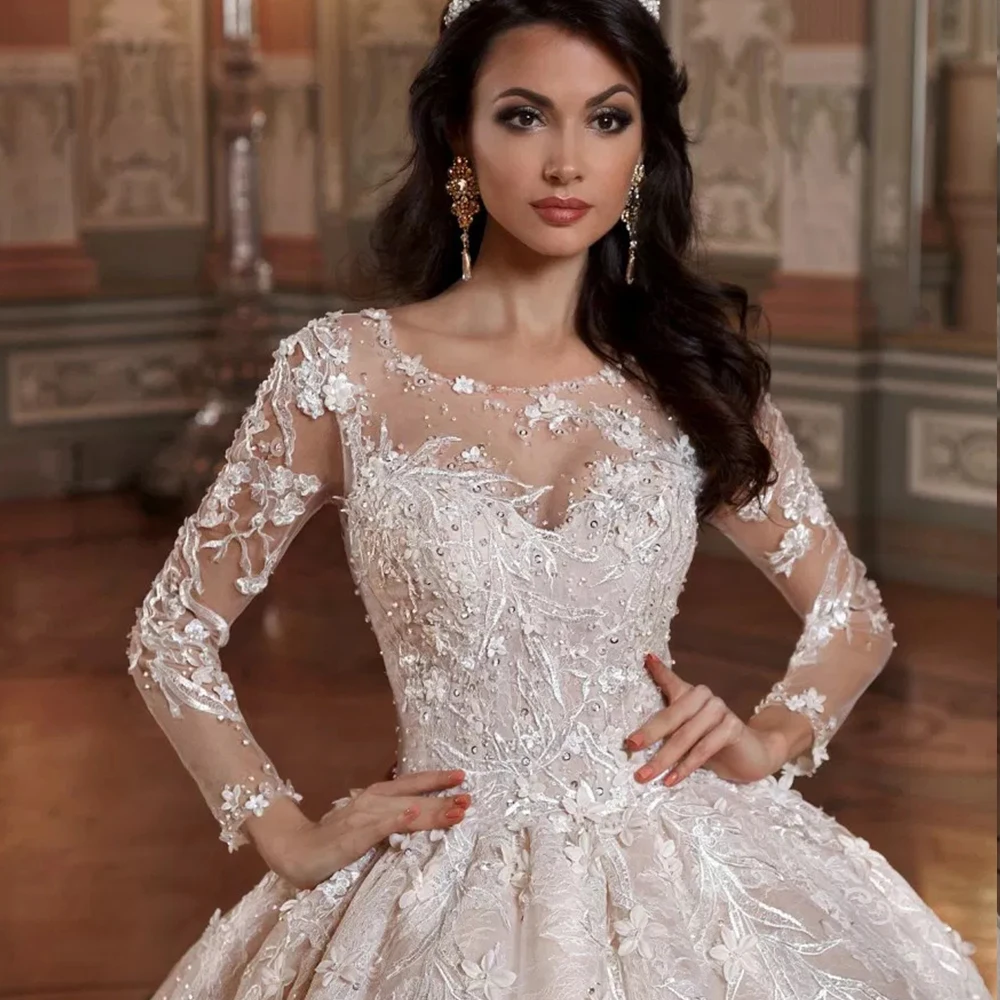 Brautkleid Тюль размера плюс свадебное платье с длинным рукавом роскошный халат de Mariee открытая спина винтажное платье de Mariage Alibaba Китай