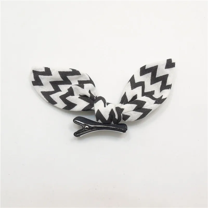 5 шт./лот черно белая заколка для волос с волнистым принтом в виде кроличьих ушей