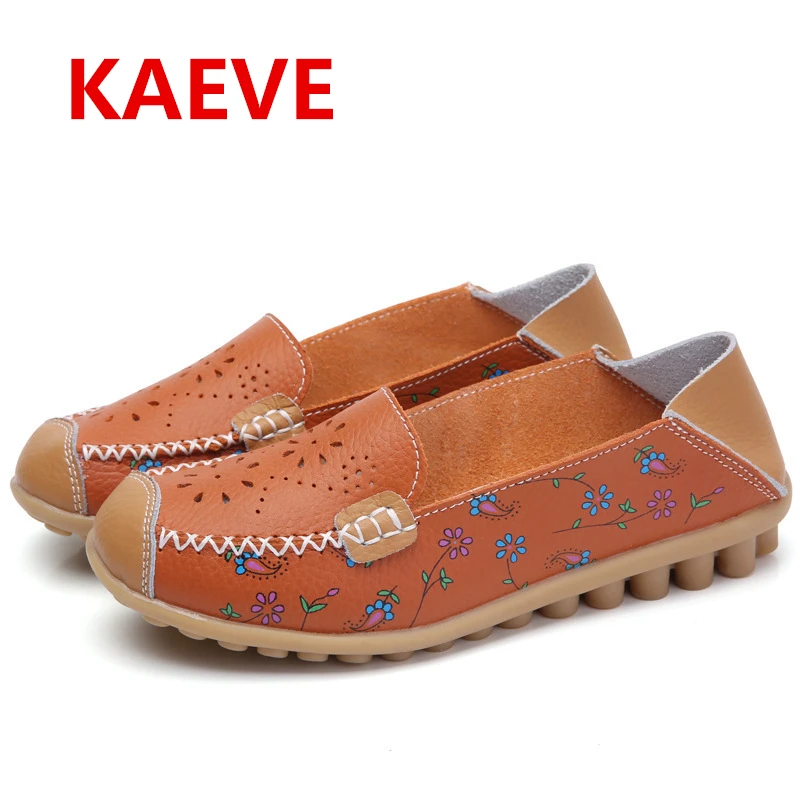 Туфли женские из натуральной кожи дышащие без застежки плоская подошва лоферы