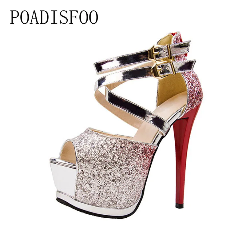 

Fashion High With Waterproof Fish Mouth Gradient Night Club Sexy Slim With Thin women's Shoes .ZWM-315-1