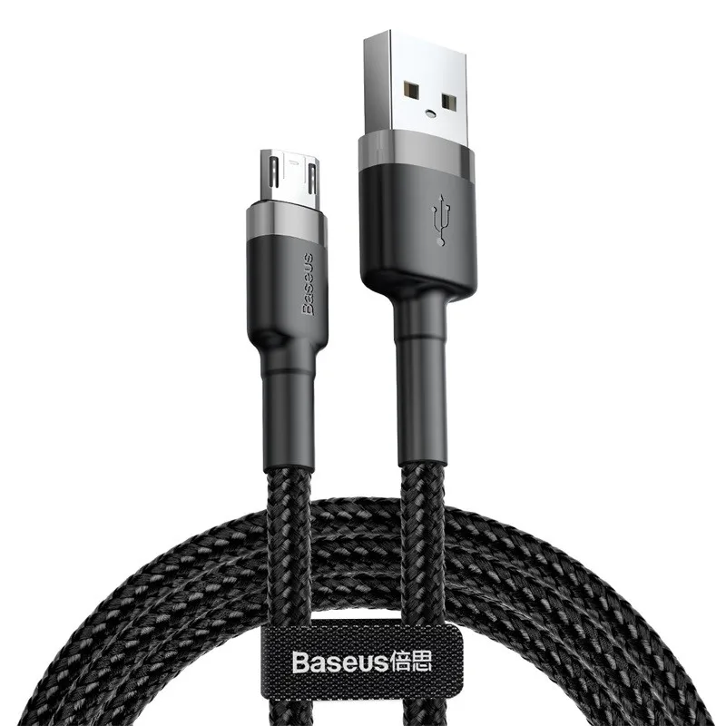 Baseus 2.4A Micro USB кабель Быстрая зарядка USB кабель для передачи данных для Android мобильного телефона usb зарядный шнур для samsung Xiaomi huawei - Цвет: Темно-серый