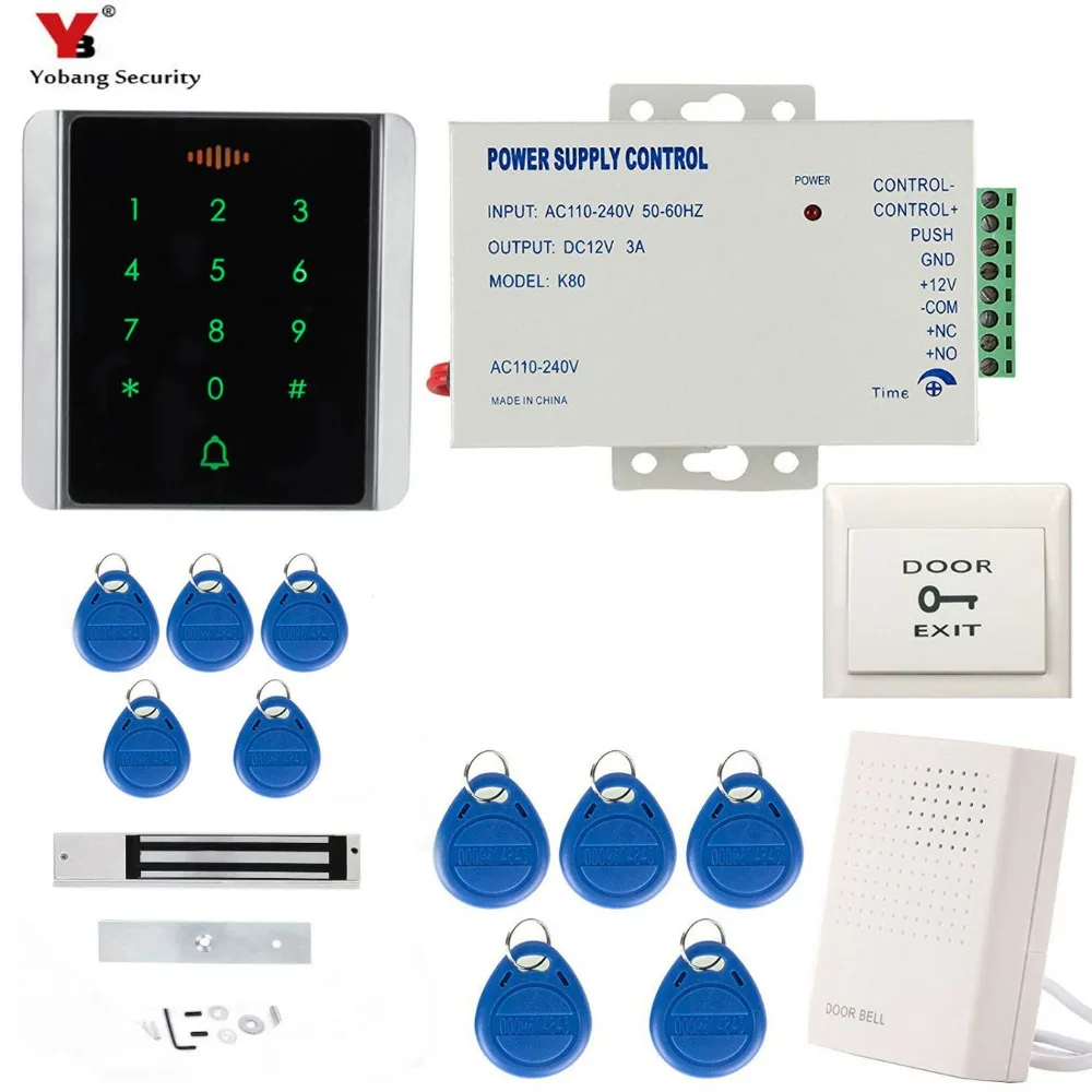 Yobang двери Система контроля доступа комплект RFID Card Reader водостойкий сенсорной клавиатурой Электрический магнитный дверной замок + кнопка