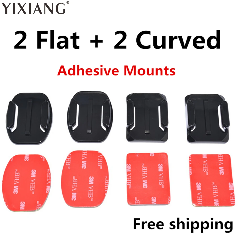 

YIXIANG Accessories 4pcs/set Go Pro Helmet Accessories 2pcs Curved+2pcs Flat Adhesive Mounts+3M Sticker For Gopro Hero 4 3+3 2 1