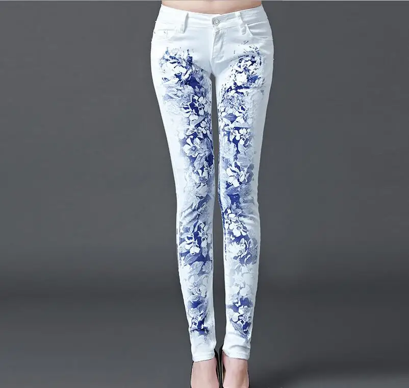 

New Fashion Jeans Women Printing Pencil Pants Jeans Sexy Slim Elastic Skinny Pants Trousers Lady Jeans Clothing N17-70E