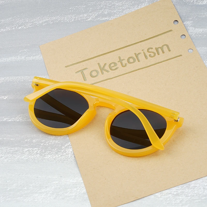 Toketorism Fashionable Women's Sunglasses Retro Design Quality Round Plastic Yellow Sunglasses  9133 ladies sunglasses