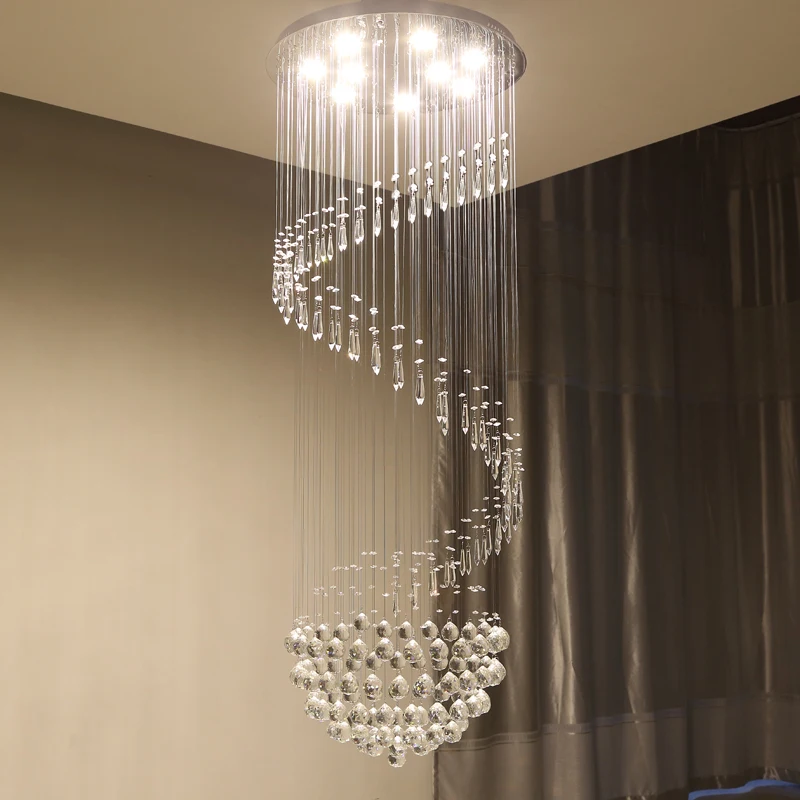

Double staircase pendant lamp crystal chandelier simple European style living room lights SJ17 ya74