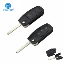 OkeyTech 3 кнопки Auto Флип складной дистанционный ключ для автомобиля в виде ракушки чехол для Ford Mondeo Фокус Fiesta Замена Брелок Uncut пустой лезвие