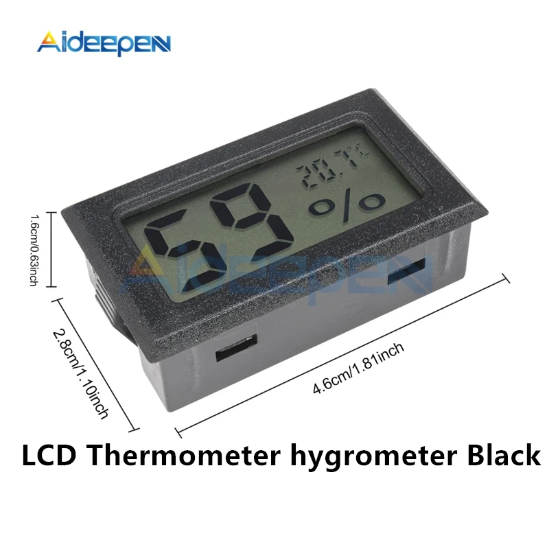 Мини lcd Цифровой термометр гигрометр-50~ 110 градусов датчик температуры для внутреннего наружный морозильник холодильник 1 м 1,5 м 2 м Зонд - Цвет: LCD black