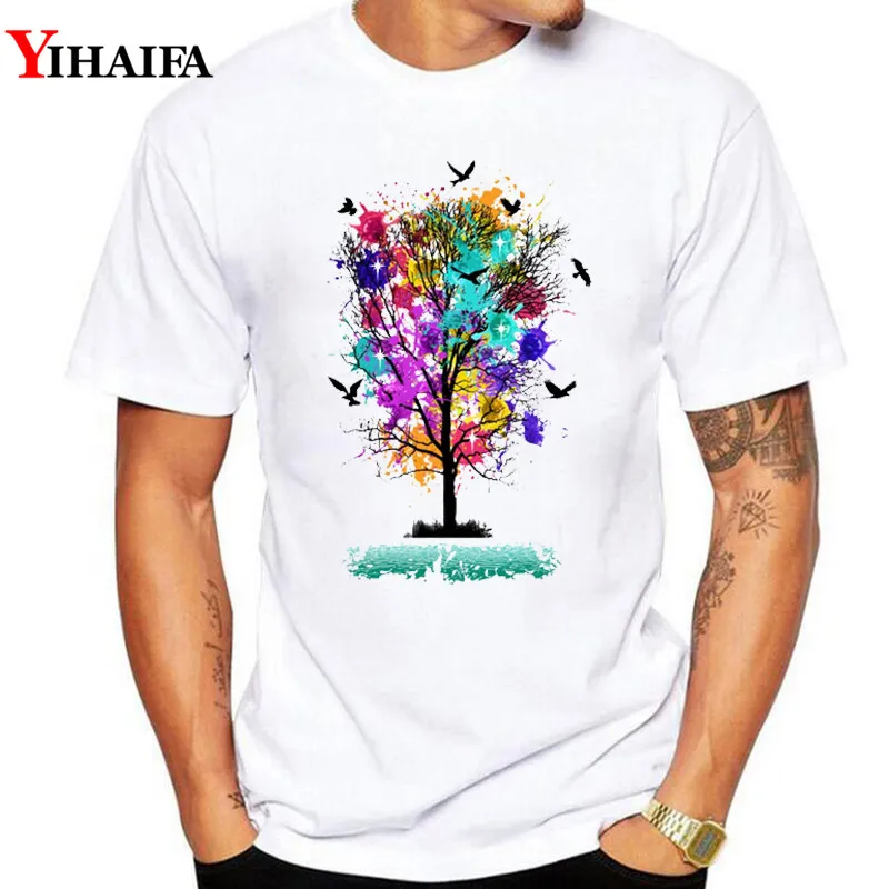 

Men T Shirt Colorful Butterfly Tree suit gym Print T-Shirts Funny Graphic Tee Short Sleeve Unisex Casual White Tops