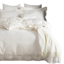 100 Egyptian cotton Bedding set White luxury Embroidered duvet cover set King Queen bed sheet bedsheet