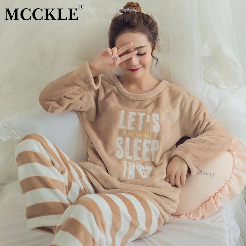 

Women Pajamas Set Sleepwear Kawaii Cartoon Animal Warm Home Clothes Nightgown Female 2019 Autumn Winter Two Piece Pajamas