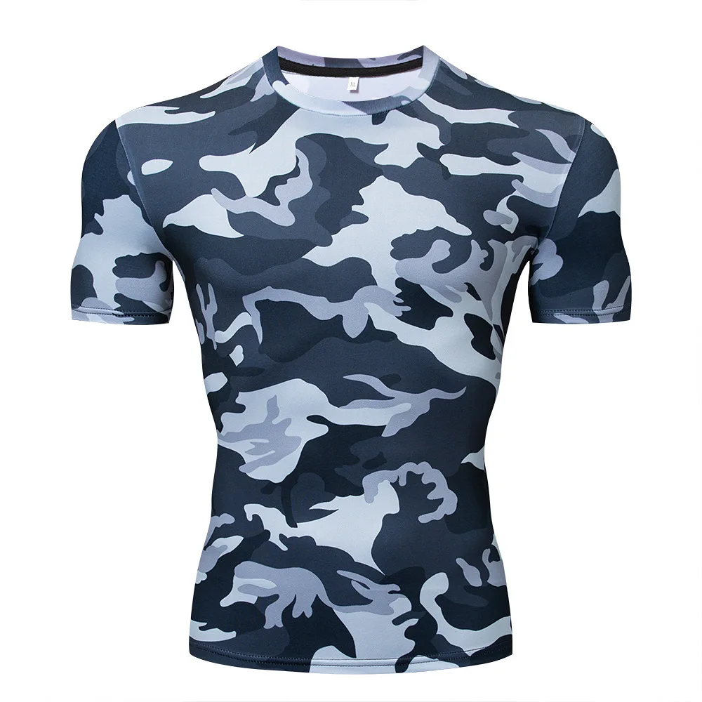 

New Camouflage Military T-shirt Bodybuilding Tights Fitness Men's Dry Quick Camo Short SleeveT Shirts Crossfit Compression Shirt