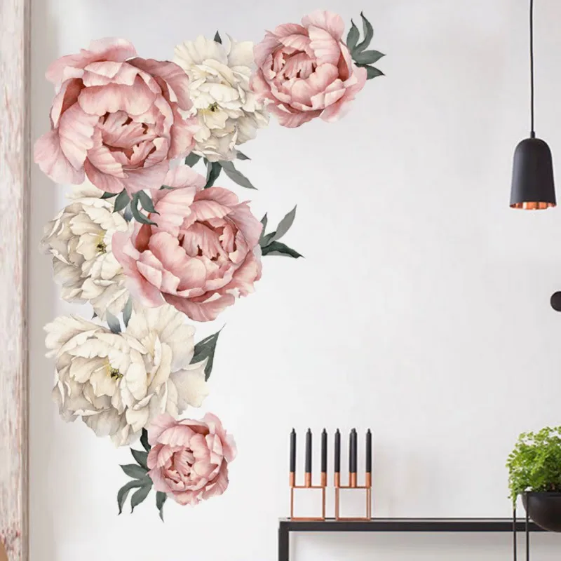 Роскошные пионы цветок обои искусство наклейки съемные настенные декоративные наклейки для дома для гостиной украшение кухонной стены