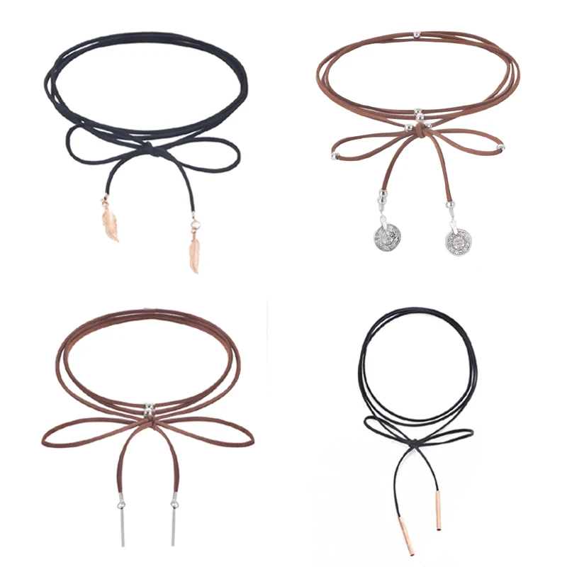 

Summer Hot 150cm Black Strap Choker Long Black Leather Rope Collar Necklace New Trendy Woman Jewelry Black/Brown 1PC