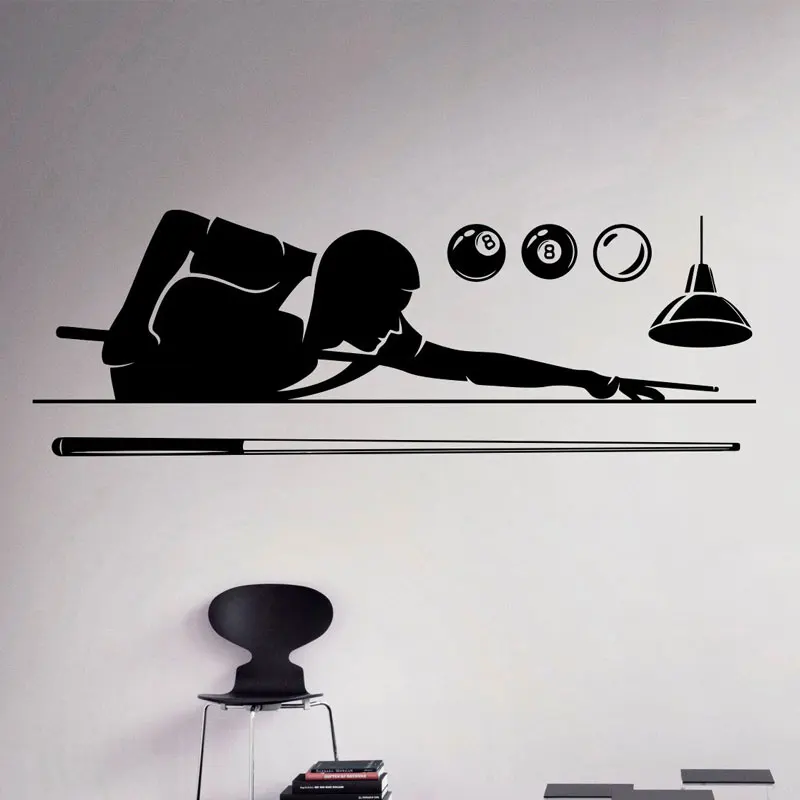 

Billiard Pool Wall Decal Poolroom Hobby Vinyl Sticker Sport Art Decor Home Interior Removable posters on the wall Wallpaper Z311