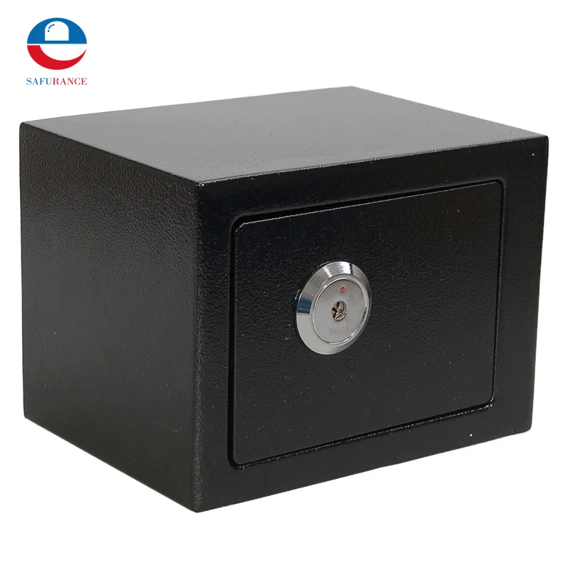 Durable Quality Strong Iron Steel Black Key Operated Security Money Cash Safe Box Home Office House