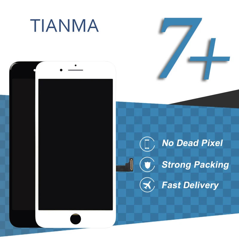 

10pcs 5.5'' Tianma Black White No Dead Pixel Touch Screen For iPhone 7 Plus LCD Display Assembly Phone Replacement Spare Parts