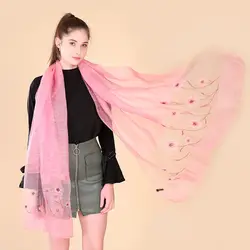 Высокое качество платки шарфы района Mujer Bufanda лето солнцезащитный крем шаль с вышитыми цветами Обёрточная бумага пашмины женский плащ