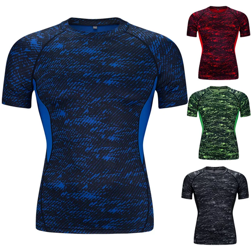 New Running t shirt Men Gym Sport T Shirt Fitness Training Quick Dry Stretch Top Fitness Gym T Shirts Muscle #3n15 (5)