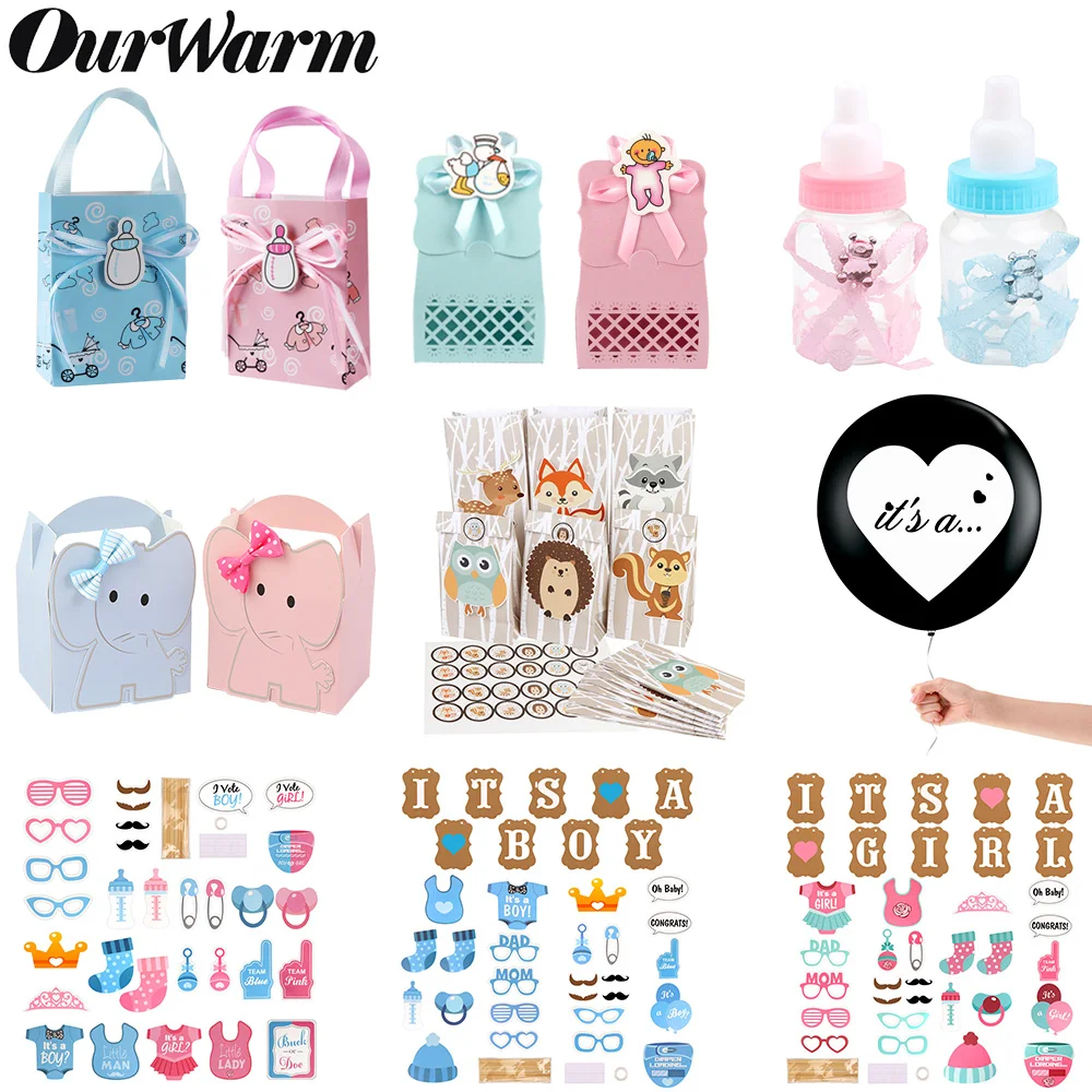 

OurWarm Baby Shower Boy Girl Decorations Christening Candy Box Photo Booth Props Balloons Gender Reveal Kids Birthday Party Gift