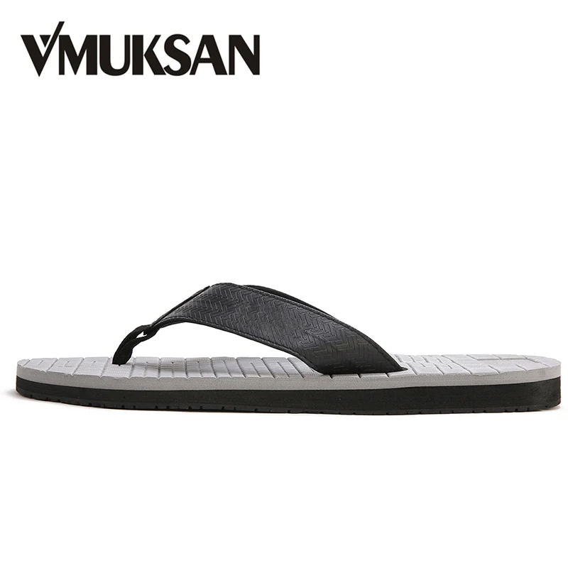 

VMUKSAN High Quality Split Leather Slippers Men Outside Breathable Leisure Beach Shoes For Man Popular School Boys Flip Flops
