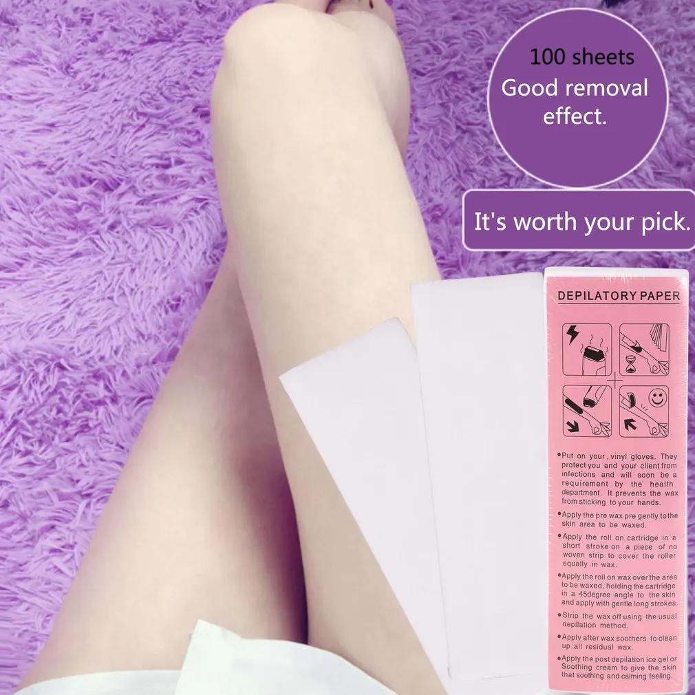 

100Pcs Professional Hair Removal Waxing Strips Non-woven Fabric Waxing Papers Depilatory Beauty Tool For Leg Hairs Removal