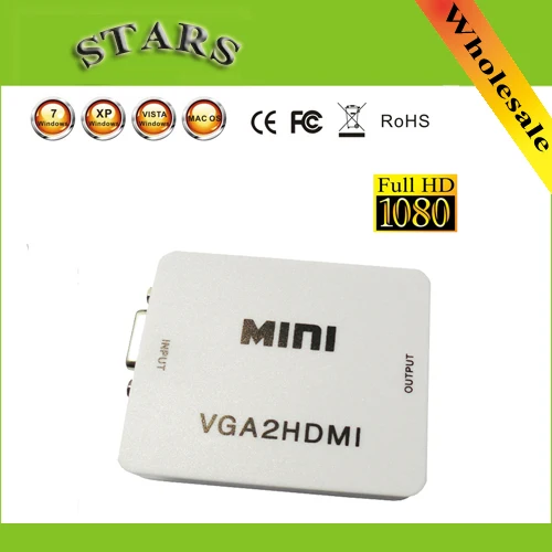 

VGA2HDMI Mini VGA to HDMI converter adapter with audio for PC laptop to HDTV Projector,Wholesale Free Shipping