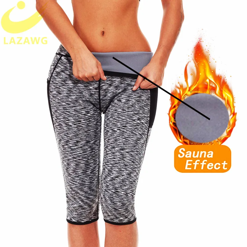 Comprar LAZAWG mujeres calientes pantalones de neopreno Suana sudor pantalón corto pantalones de sudor caliente moldeador de cuerpo delgado levantador de trasero medias de Control de barriga