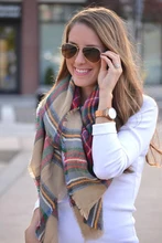 New Fashion Slik Women Scarf Unisex Blanket Oversized Tartan Wrap Plaid Warm Ski Pashmina Shawl Hijab Bandana Foulard Echarpe