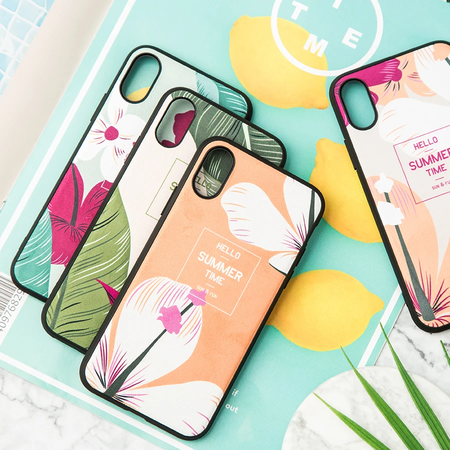 

IMIDO Fabric Nordic Plant TPU Soft Silicone Cases For Huawei p20 p20 pro p30 Cute Simple Anti-fall Lanyard Fashion Back Cover