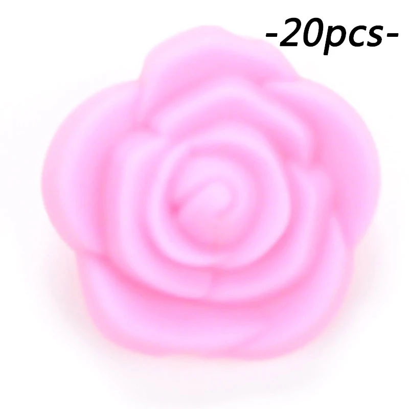 LOFCA 20 шт двусторонний силиконовый цветок бисер Роза Прорезыватель зубов очаровательный Прорезыватель для зубов детская, Жевательная горячая Распродажа ожерелье мягкая Жевательная Подарочная игрушка - Цвет: pink