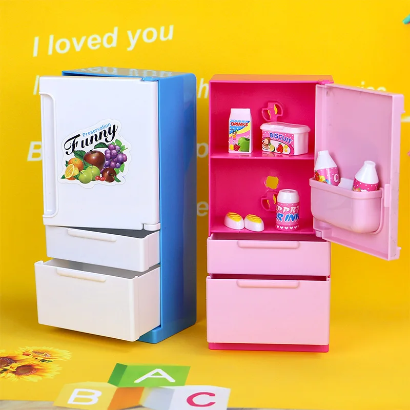 Doll House Furniture Refrigerator Play Set Home Fridge For Barbie Dolls