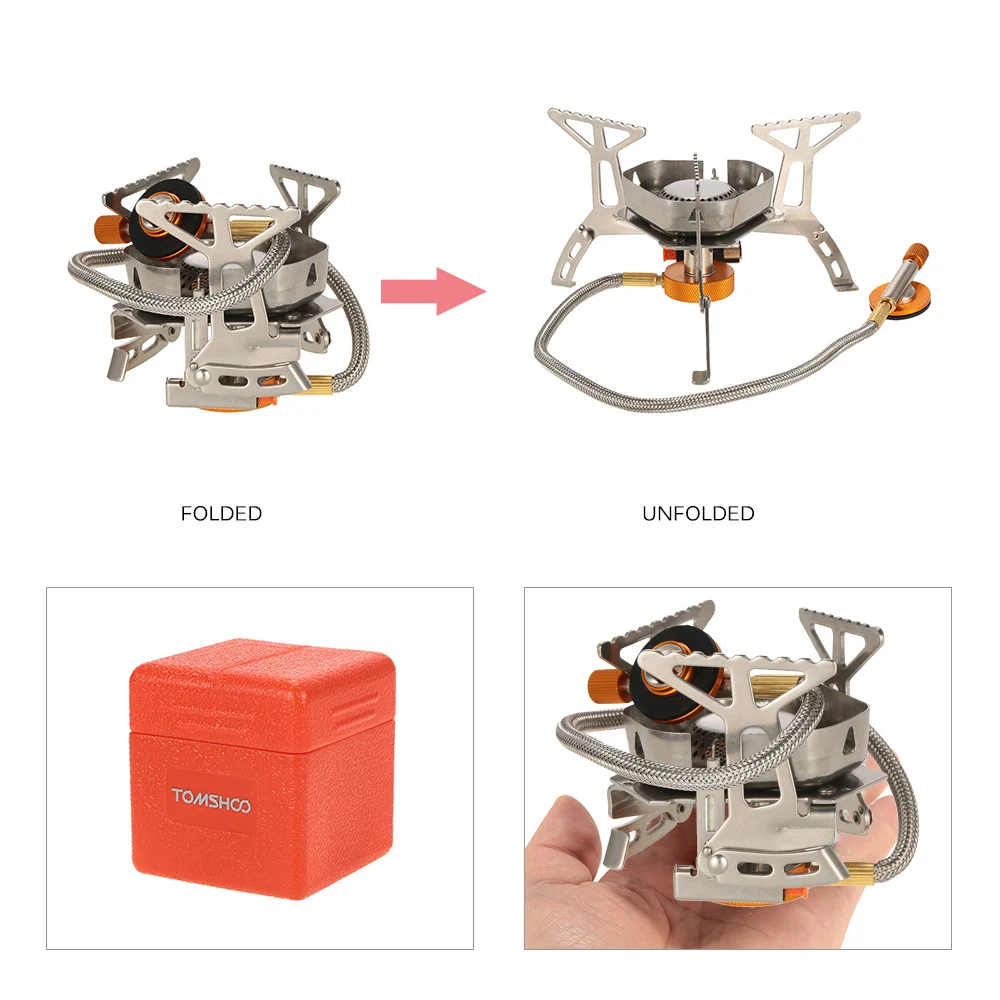 TOMSHOO 3500 Вт походная газовая плита, портативная уличная плита для приготовления пищи, Складная газовая плита, печь для выживания, складная разделительная горелка с коробкой