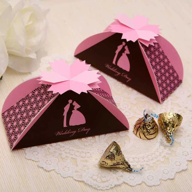 bride and groom wedding candy box pearl paper folding diy gifts