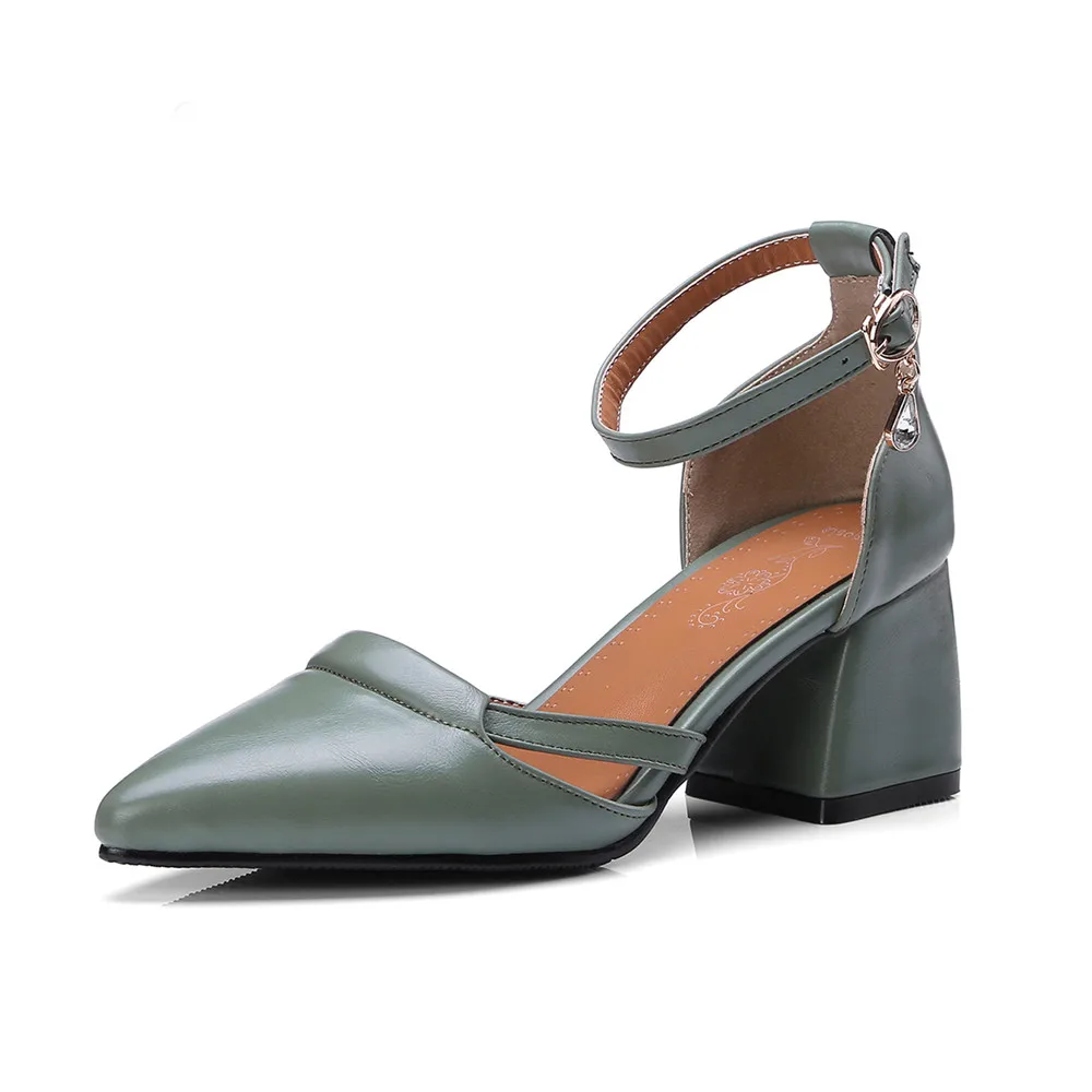 Женские туфли лодочки на высоком каблуке с острым носком и пряжкой|ladies high heel
