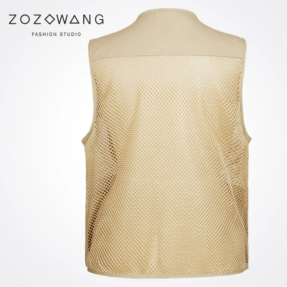 Zozowang 2017 new solid v-neck zipper spring summer autumn plus size 3XL waist coat men fashion Multi-pocket vest men Khaki Zozowang 2017 new solid v-neck zipper spring summer autumn plus size 3XL waist coat men fashion Multi-pocket vest men Khaki
