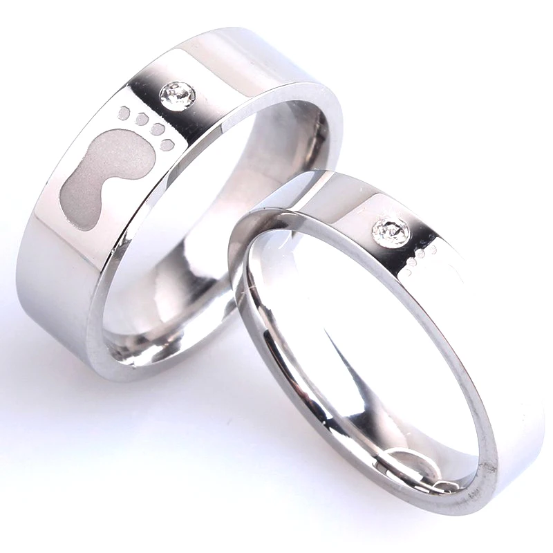 

silvery Feet couple wedding rings for men women lovers 316L Stainless Steel wholesale
