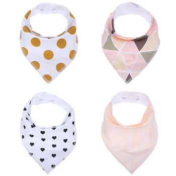 

Cute Baby Bandana Drool Bibs - 4- Pack Set with Snaps - Soft and Absorbent Infant and Toddler Accessories EVA Bibs Waterproof
