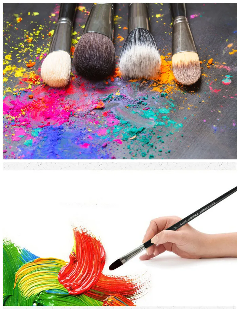 Escova de Arte Pintura a Óleo Conjunto de lã Limpeza de Madeira Esfregando Suprimentos Escova Aquarela Pintura Fácil 6 Pçs 2 High Quality