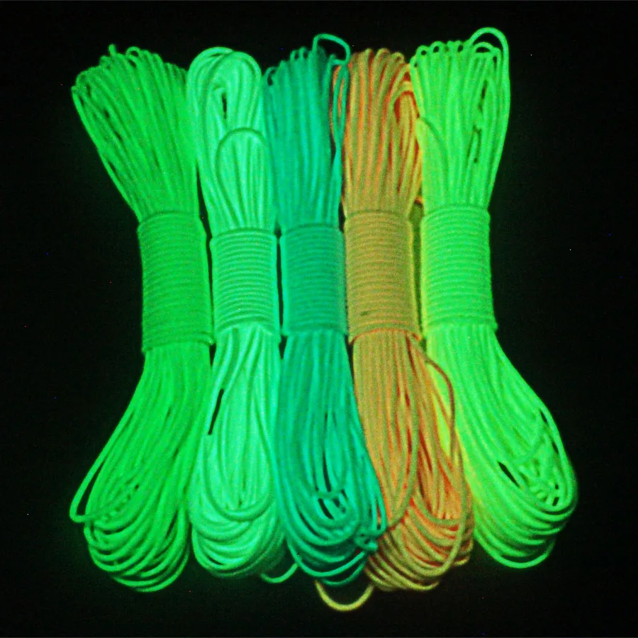 4MM High Quality 5/10/20/30m Survival Paracord Luminous Rope Camping Glow  Paracord 7 Strand Lanyard 550lb Rope Outdoor Rope